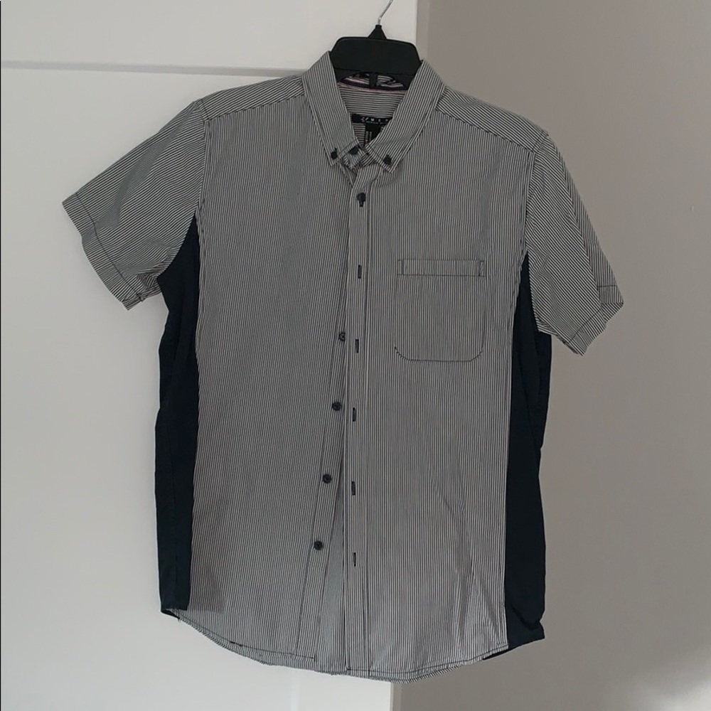 Black and white striped button down